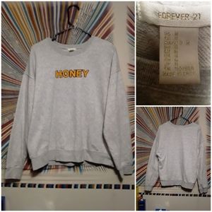 Forever 21 Women Medium Crewneck Sweater With "Honey" Stiched on Front
